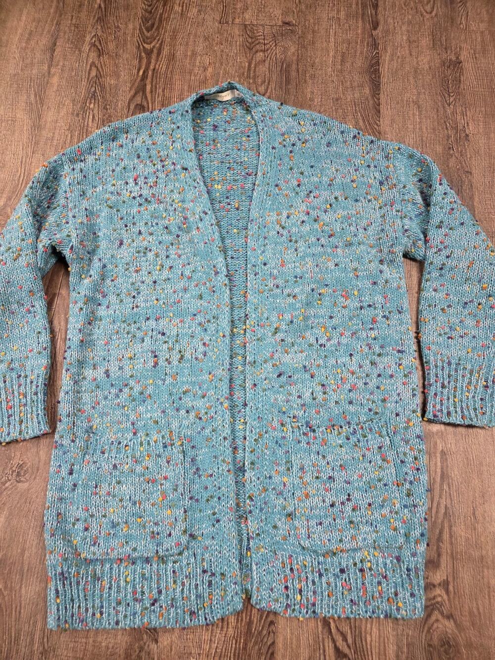 Brooklyn's Boutique The Confetti Cardigan Jade Teal Sweater Long Medium Large